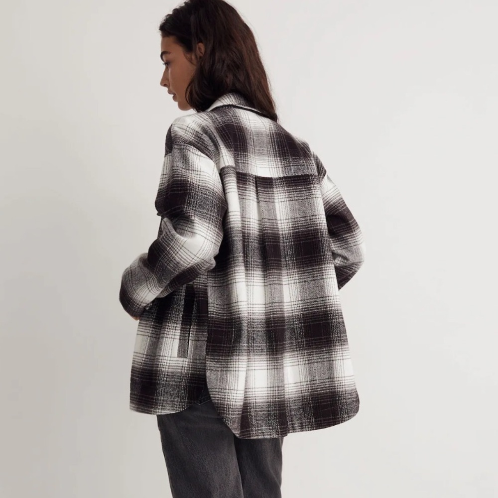 Madewell womens twill flannel shirt jacket in windowpane plaid L